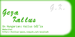 geza kallus business card